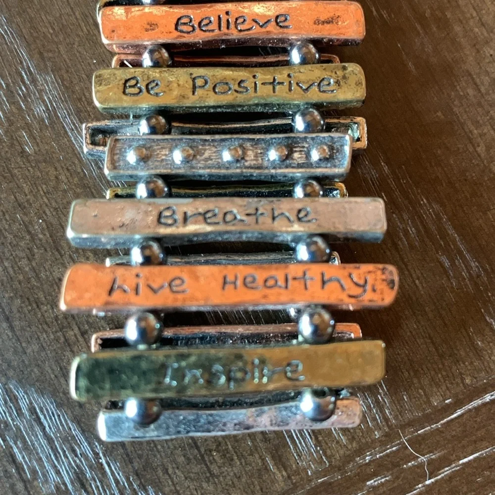 NWT inspirational stretchy bracelet mixed metal look encouragement positivity - Picture 8 of 8